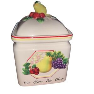 Country Charm Pear Cherry Ceramic Bella Casa By Ganz Canister